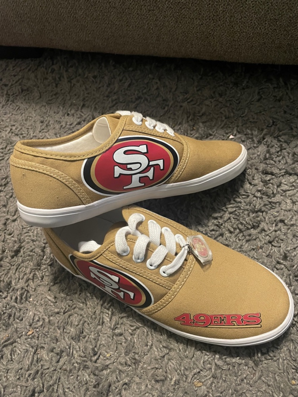 NFL San Francisco 49ers Gold Canvas Sneakers with Red & White Logo